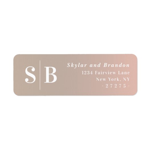 Ombre Taupe Beige & Roze het Adres van de Terugkee Etiket (Voorkant)