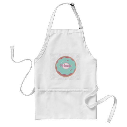 Ombre Teal Bakkerij Donuts Aangepaste Naam Standaard Schort (Voorkant)