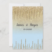 Ombre teal gold glitter drips script RSVP  Kaart (Achterkant)