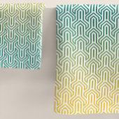 Ombre-thema turquoise geel Art Deco patroon Bad Handdoek