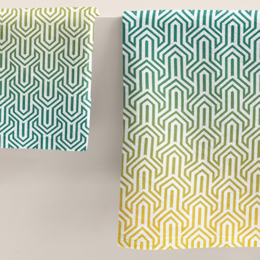Ombre-thema turquoise geel Art Deco patroon Bad Handdoek