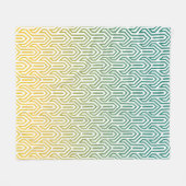 Ombre-thema turquoise geel Art Deco patroon Fleece Deken (Voorkant (Horizontaal))