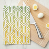 Ombre-thema turquoise geel Art Deco patroon Theedoek (Quarter Fold)