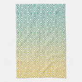 Ombre-thema turquoise geel Art Deco patroon Theedoek (Verticaal)