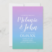 Ombre Tone Rainbow Soft Paars Blue Green Wedding Kaart (Voorkant)