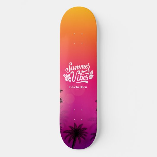 Ombre Tropical Summer Night Vibe Aangepaste naam Persoonlijk Skateboard (Voorkant)