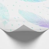 ** Ombre Turquoise Blauwe Magenta Veren op Wit Cadeaupapier (Hoek)