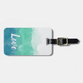 Ombre Turquoise Blue en Neo Mint Love Gradient Bagagelabel (Voorkant horizontaal)