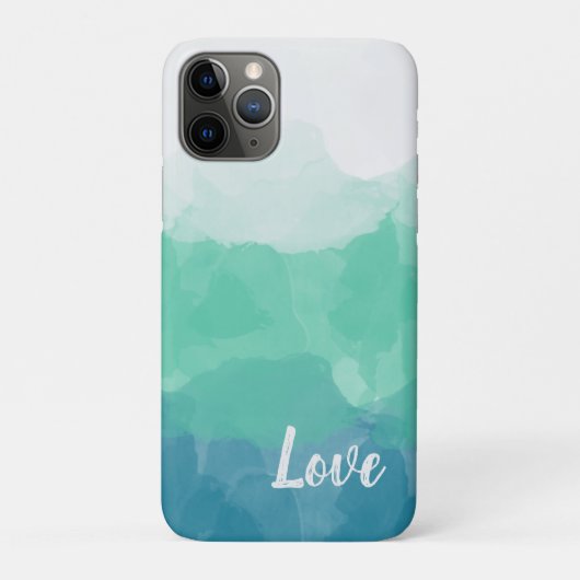 Ombre Turquoise Blue en Neo Mint Love Gradient Case-Mate iPhone Case (Achterkant)