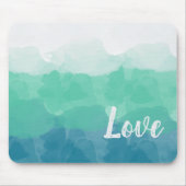 Ombre Turquoise Blue en Neo Mint Love Gradient Muismat (Voorkant)