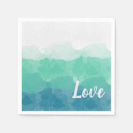 Ombre Turquoise Blue en Neo Mint Love Gradient Servet (Voorkant)