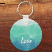 Ombre Turquoise Blue en Neo Mint Love Gradient Sleutelhanger (Voorkant)