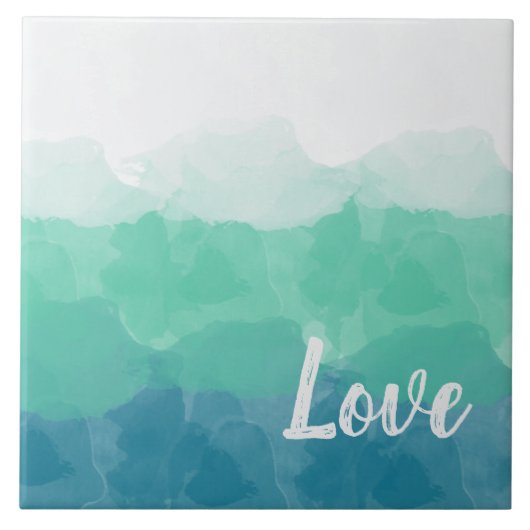 Ombre Turquoise Blue en Neo Mint Love Gradient Tegeltje (Voorkant)