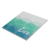 Ombre Turquoise Blue en Neo Mint Love Gradient Tegeltje (Zijkant)