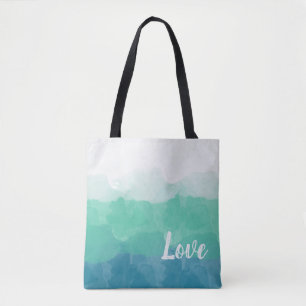 Ombre Turquoise Blue en Neo Mint Love Gradient Tote Bag