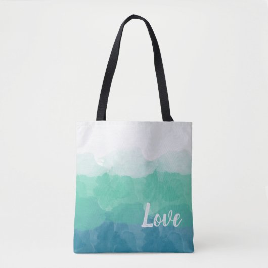 Ombre Turquoise Blue en Neo Mint Love Gradient Tote Bag (Voorkant)