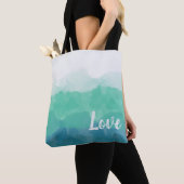 Ombre Turquoise Blue en Neo Mint Love Gradient Tote Bag (Dichtbij)