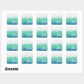 Ombre Turquoise Blue en Neo Mint Love Gradient Vierkante Sticker (Vel)