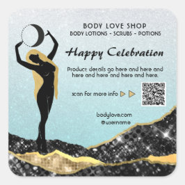 *~* Ombre Turquoise Goddess Inention Spell AP24 Vierkante Sticker