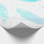 *~* Ombre Turquoise Veren Stippen op Wit Cadeaupapier (Hoek)