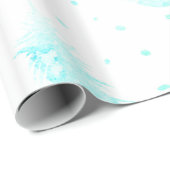 *~* Ombre Turquoise Veren Stippen op Wit Cadeaupapier (Rol Hoek)