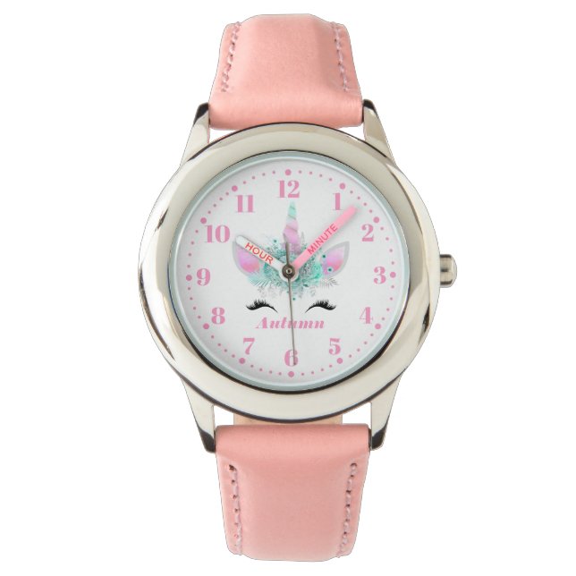 Ombre Unicorn - Aangepaste Kind Horloge (Voorkant)