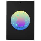 Ombre unicorn met woord dankbaarheid klembord (Achterkant)