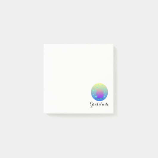 Ombre unicorn met word gratitude sticky notes (Voorkant)