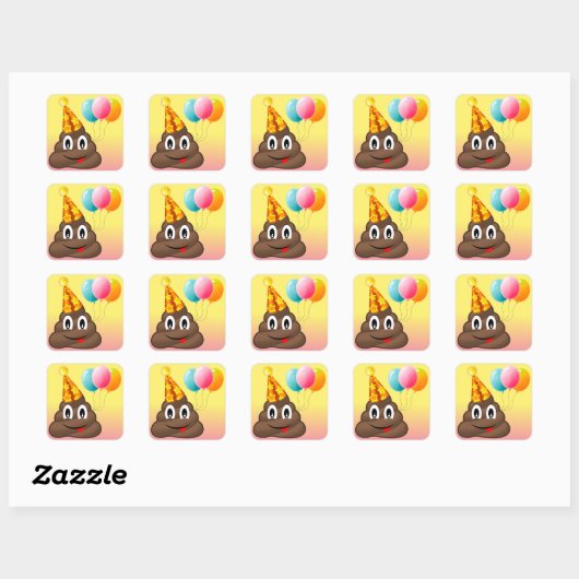 Ombre Verjaardagsfeestje Poep Emoji Stickers (Vel)