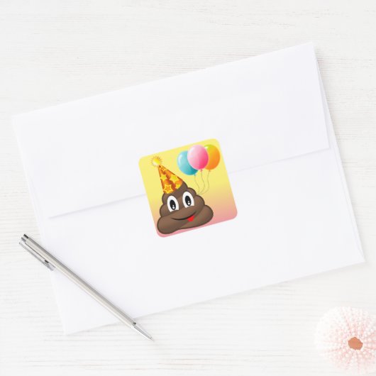 Ombre Verjaardagsfeestje Poep Emoji Stickers (Envelop)
