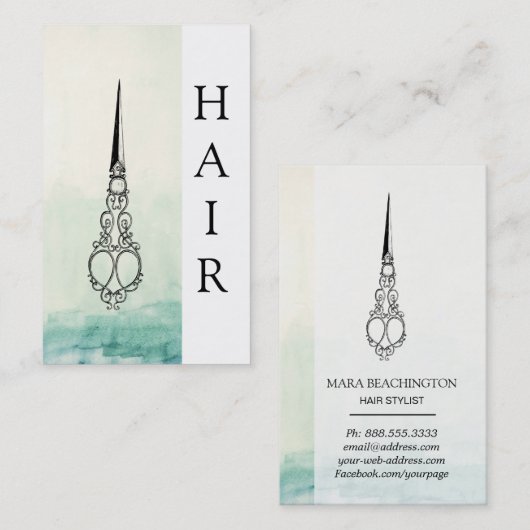 *~* Ombre Victoriaans  Schaar HAAR SYLIST Visitekaartje (Voorkant / Achterkant)