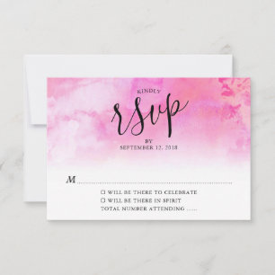 Ombre Watercolor Trouw RSVP Kaart - Roze