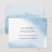 Ombre Watercolor Trouwkaart | Blauw Informatiekaartje (Voorkant / Achterkant)