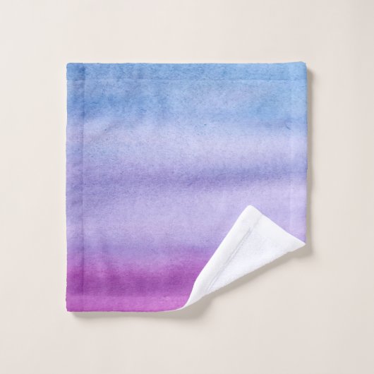 Ombre Waterverf Aangepaste naam Paars/Blauwe handd Bad Handdoek (Wasdoekje)
