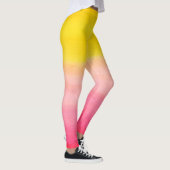 Ombre Waterverf Aangepaste roze en gele Leggings (Rechts)