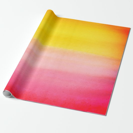 Ombre Waterverf - Aangepaste roze en gele verpakki Cadeaupapier (Uitgerold)