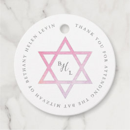 Ombre waterverf Bat Mitzvah Bedankjes Labels
