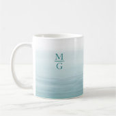 Ombre Waterverf Beach Monogram Blauwgroen Koffiemok (Links)