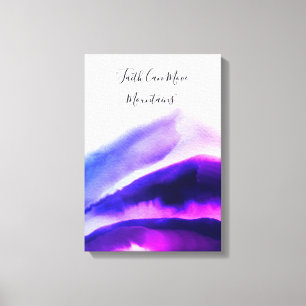 Ombre Waterverf Blue en Roze bergen Canvas Afdruk