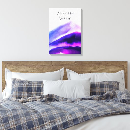 Ombre Waterverf Blue en Roze bergen Canvas Afdruk (Insitu (Slaapkamer))