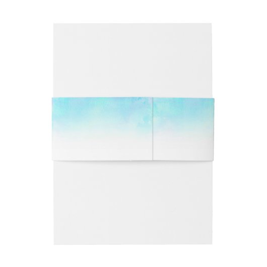 Ombre Waterverf bruiloft buikbanden - Blauw Uitnodigingen Wikkel (Achterkant Voorbeeld)