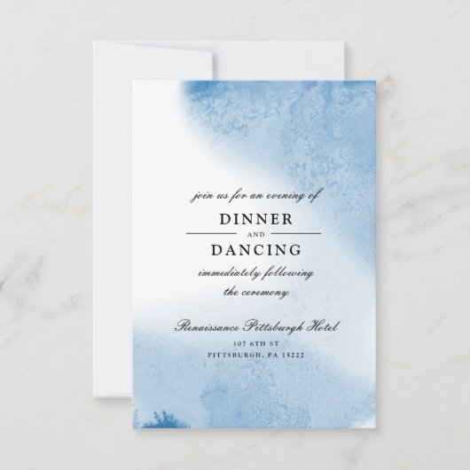 Ombre Waterverf bruiloft receptie Kaart | Blauw (Voorkant)