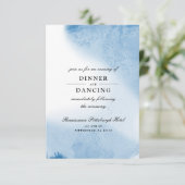 Ombre Waterverf bruiloft receptie Kaart | Blauw (Staand voorkant)
