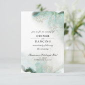 Ombre Waterverf bruiloft receptie Kaart | GREEN (Staand voorkant)
