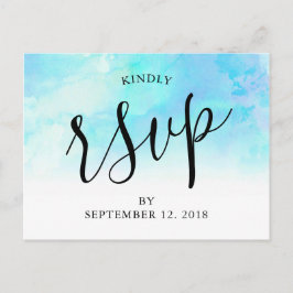 Ombre Waterverf bruiloft RSVP Briefkaart - Blauw