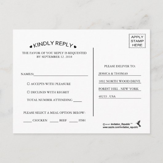 Ombre Waterverf bruiloft RSVP Briefkaart - Blauw (Achterkant)