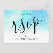 Ombre Waterverf bruiloft RSVP Briefkaart - Blauw (Voorkant)