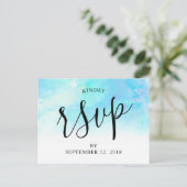 Ombre Waterverf bruiloft RSVP Briefkaart - Blauw (Staand voorkant)