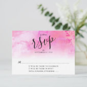 Ombre Waterverf bruiloft RSVP Kaart - Roze (Staand voorkant)