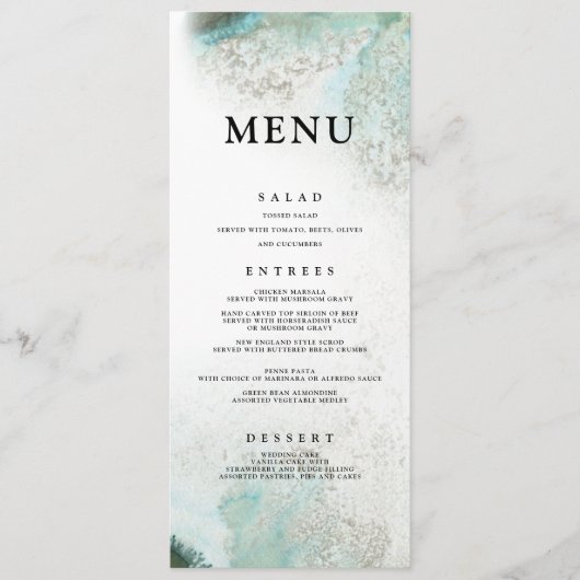 Ombre Waterverf Dinner Menu | GREEN (Voorkant)